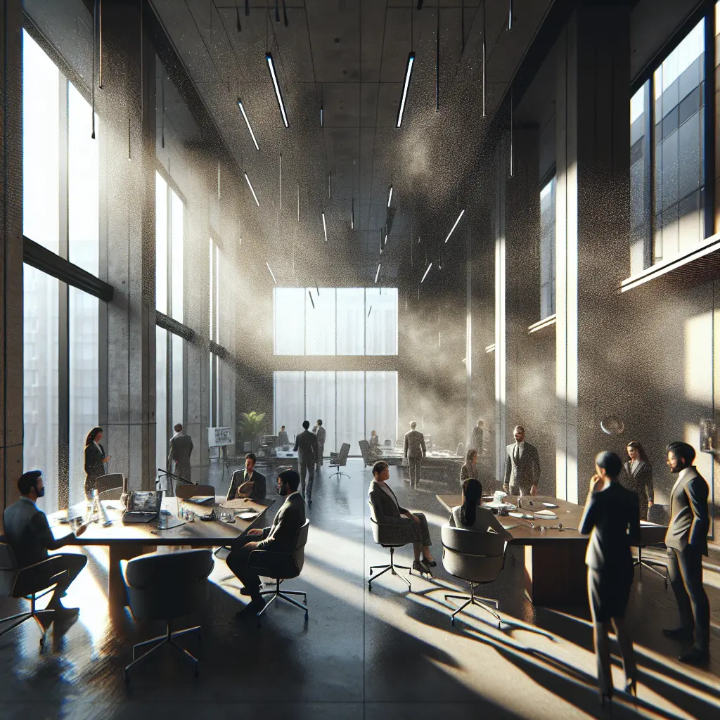 Create a hyper-realistic image depicting an intense scene in a modern office setting