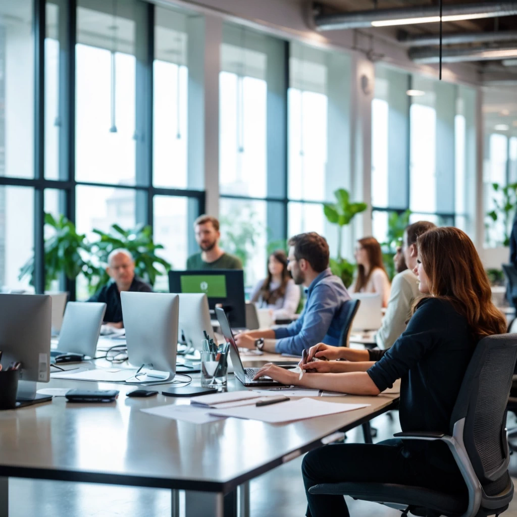 Une équipe européenne de professionnels travaillant dans un environnement de bureau moderne