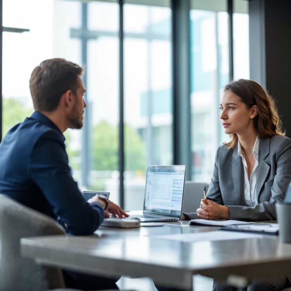 Commercial en négociation avec un clientr