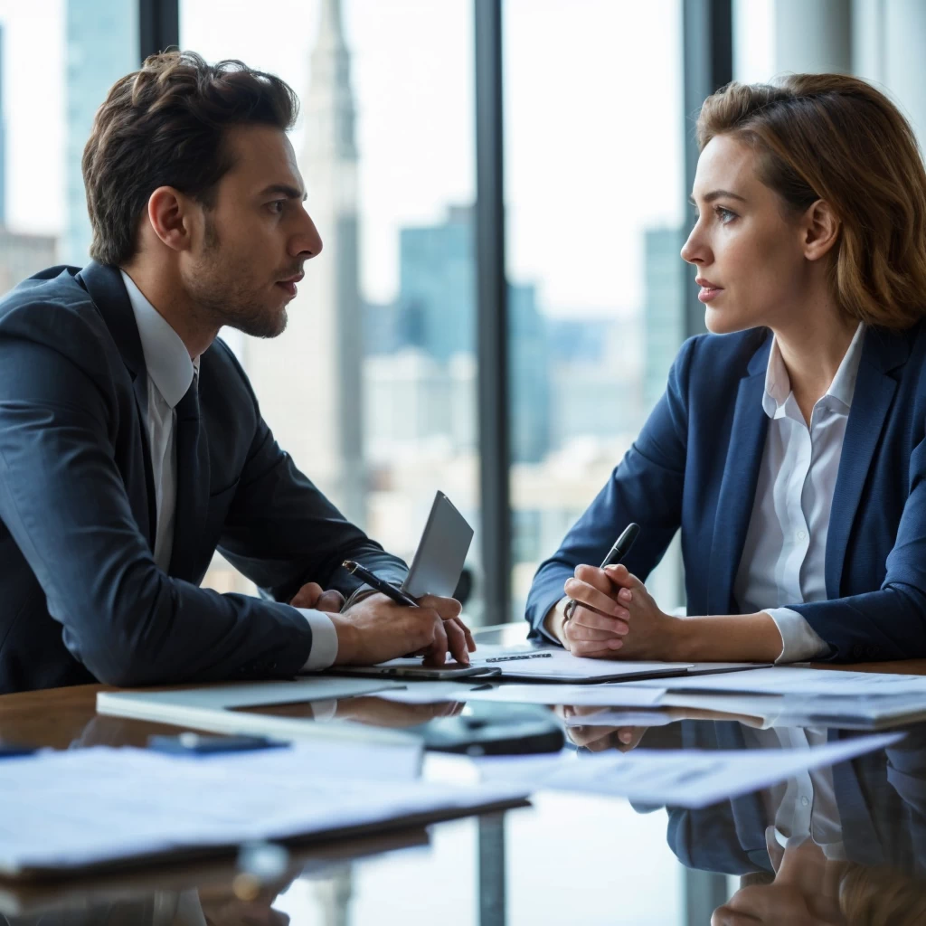 Salesperson negotiating with a client