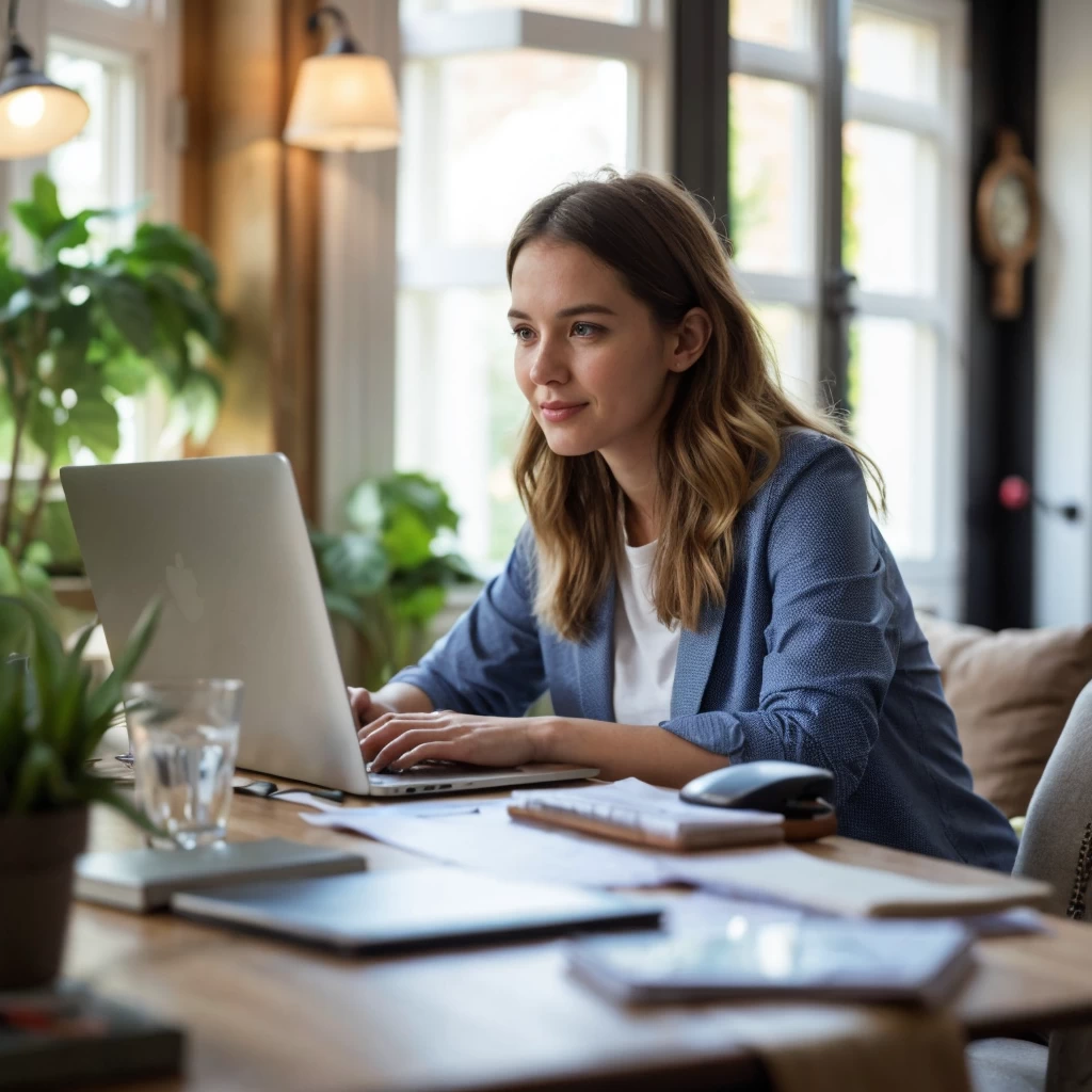 Professionals working efficiently remotely in a modern environment