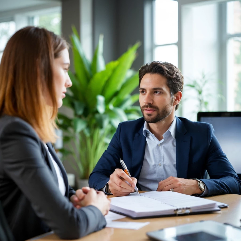 Manager and employee during an annual evaluation interview